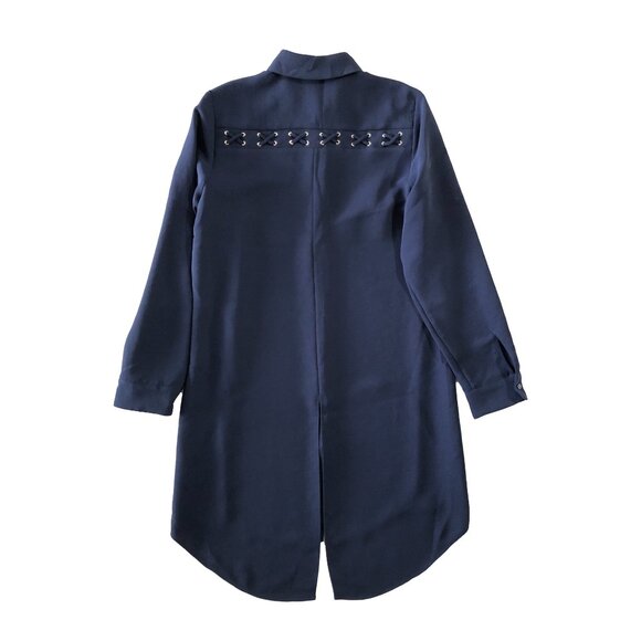 Chico's Black Label Womens Size 00 Navy Oversized Long Tunic Blouse Jacket - Picture 12 of 12